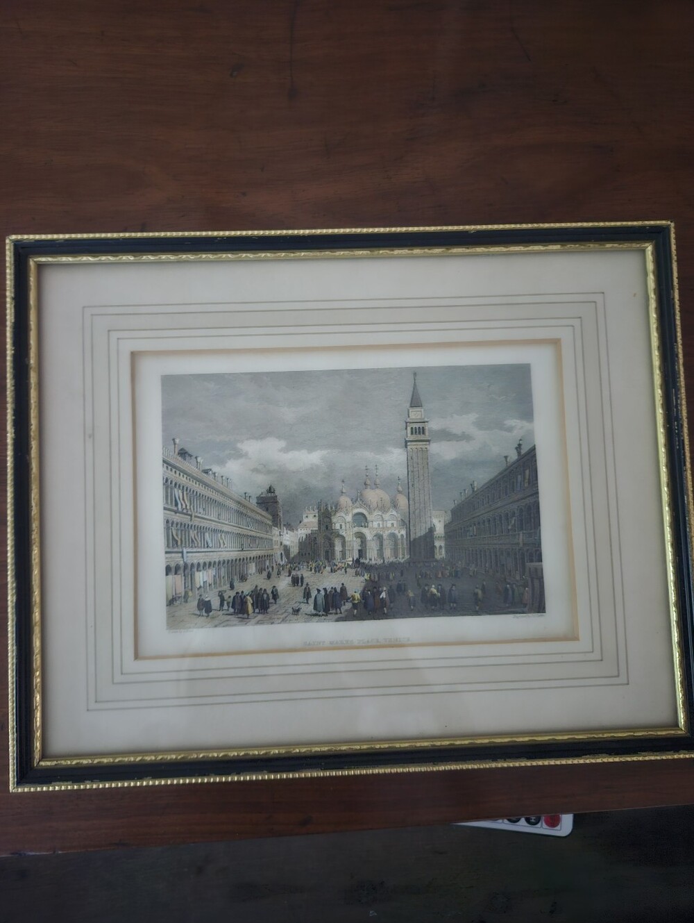Vintage Venice City Square Framed Art Print in Cream and Blue-Gray P.j. Radford